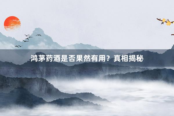 鸿茅药酒是否果然有用？真相揭秘