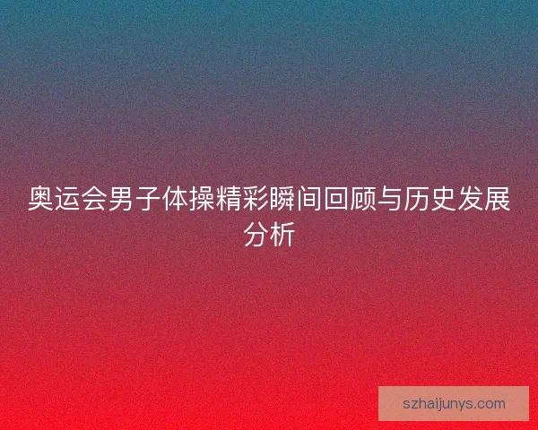 奥运会男子体操精彩瞬间回顾与历史发展分析