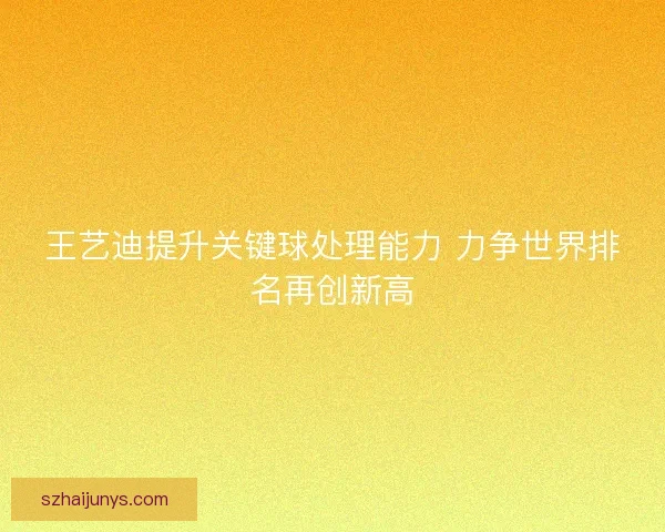 王艺迪提升关键球处理能力 力争世界排名再创新高 王艺迪提升关键球处理能力 力争世界排名再创新高