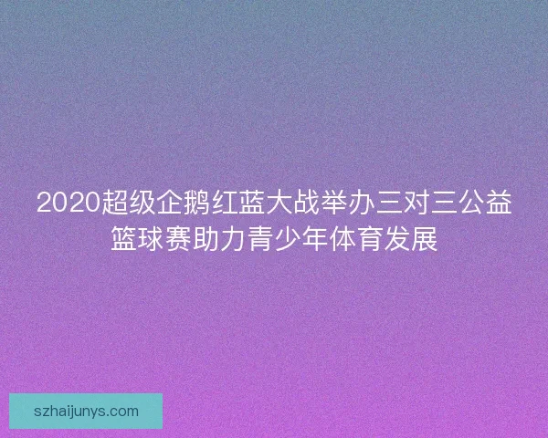 2020超级企鹅红蓝大战举办三对三公益篮球赛助力青少年体育发展
