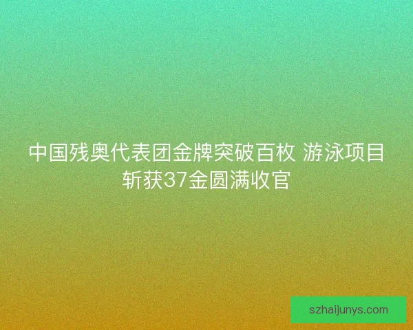 中国残奥代表团金牌突破百枚 游泳项目斩获37金圆满收官