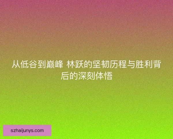 从低谷到巅峰 林跃的坚韧历程与胜利背后的深刻体悟