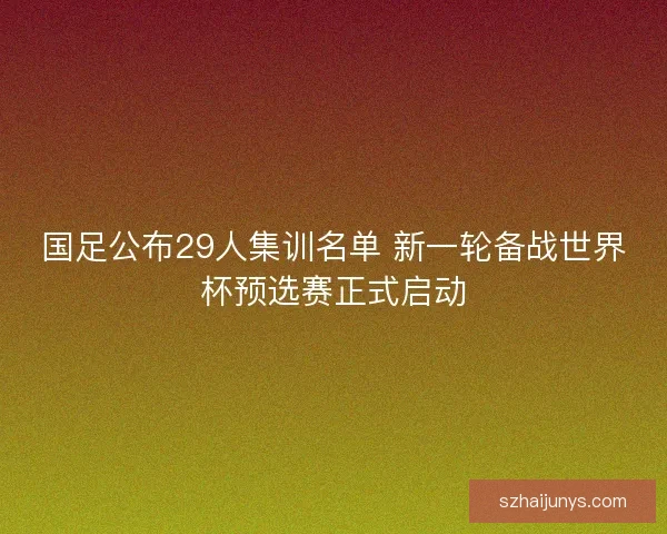 国足公布29人集训名单 新一轮备战世界杯预选赛正式启动