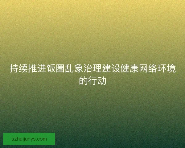 持续推进饭圈乱象治理建设健康网络环境的行动
