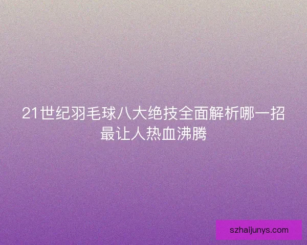 21世纪羽毛球八大绝技全面解析哪一招最让人热血沸腾