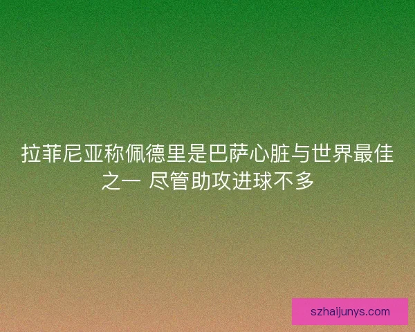 拉菲尼亚称佩德里是巴萨心脏与世界最佳之一 尽管助攻进球不多