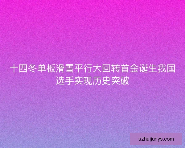 十四冬单板滑雪平行大回转首金诞生我国选手实现历史突破 十四冬单板滑雪平行大回转首金诞生我国选手实现历史突破